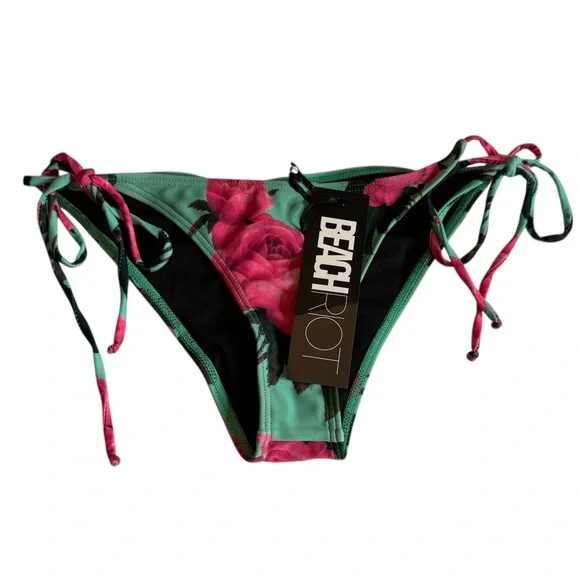 Beach Riot Women's Rose Floral String Bikini Swimsuit Bottoms Womens Small NEW - Picture 5 of 5